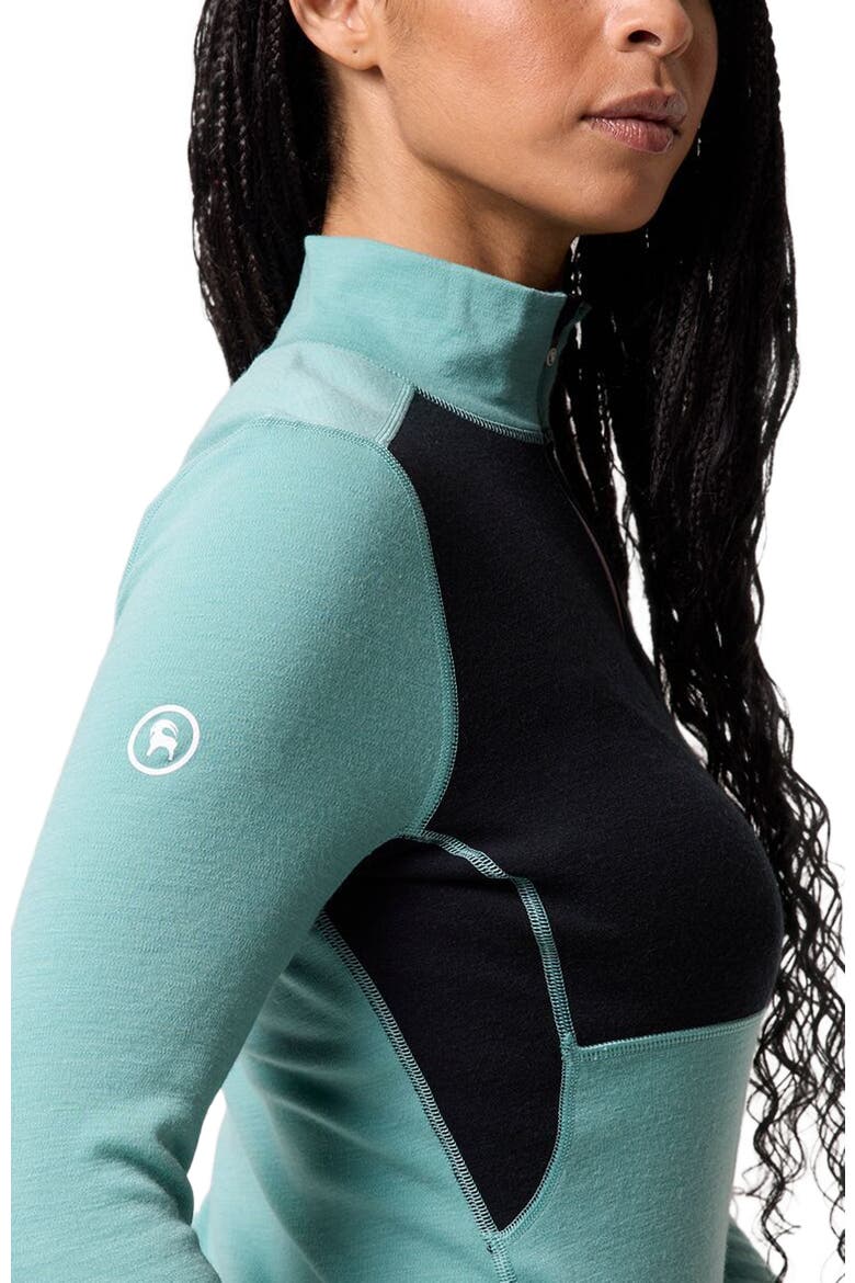 Cedars Rws Merino Mid-Wt Baselayer 1/4-Zip Top - Women's, Alternate, color, Oil Blue/Black