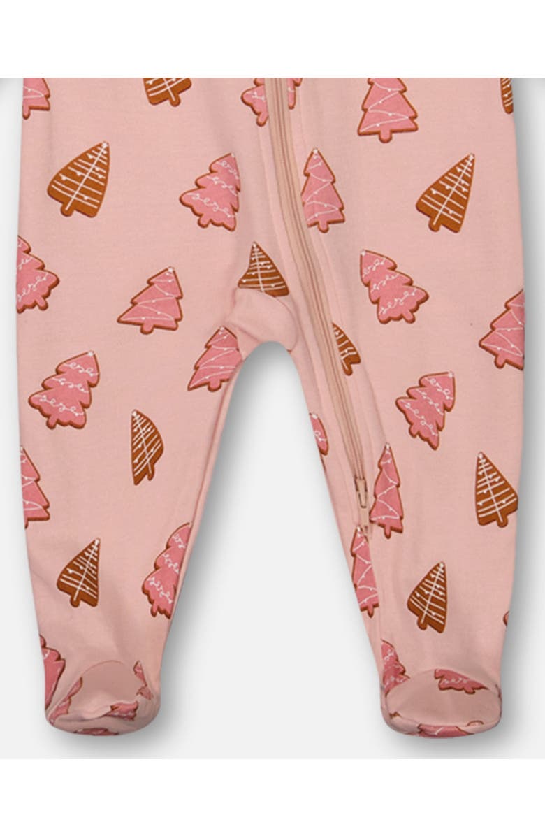 Deux par Deux Baby Girl's Organic Cotton One Piece Pajama Pink Christmas Cookies, Alternate, color, 