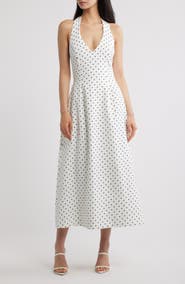 Odd Muse Polka Dot Halter Neck Midi Dress