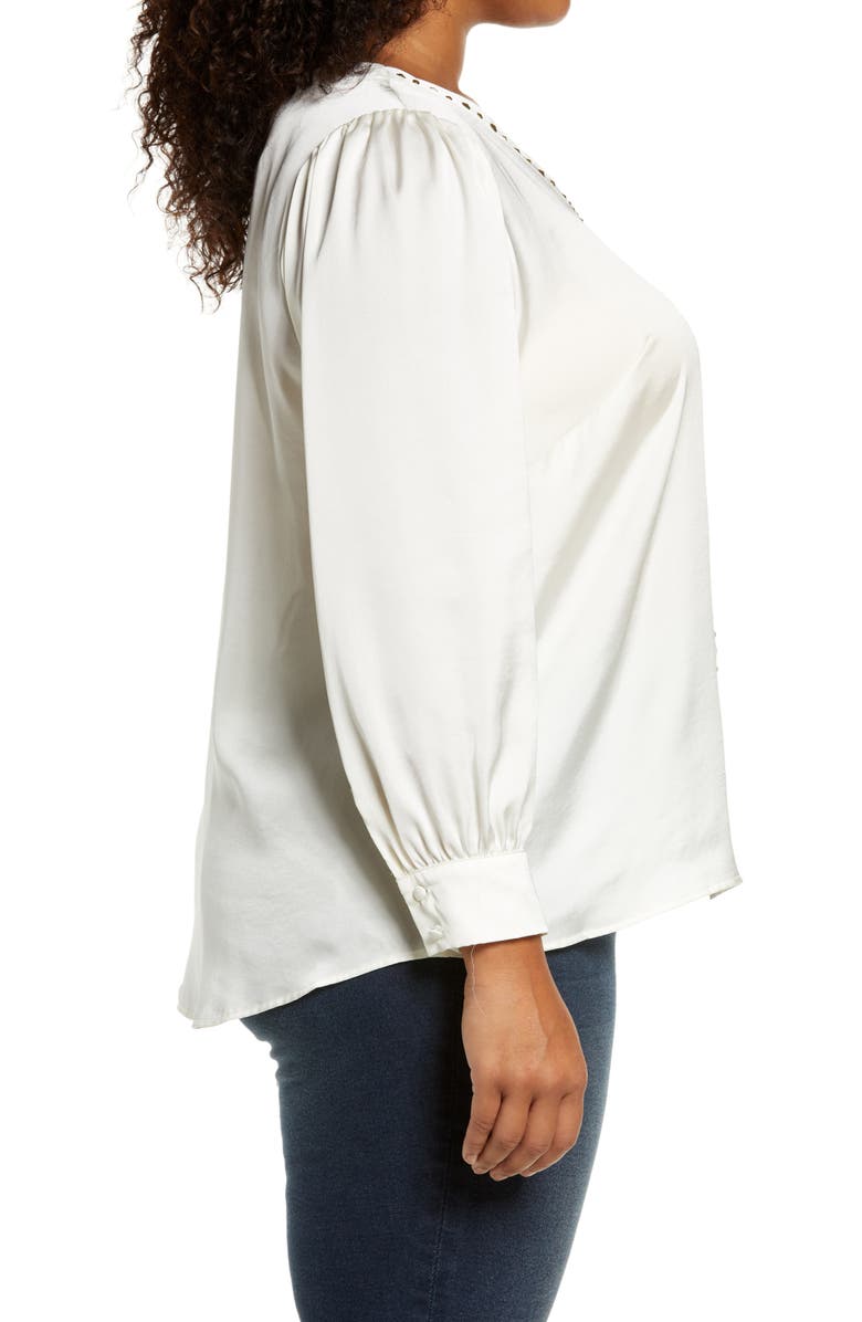 Vince Camuto Stud V-Neck Blouse, Alternate, color,