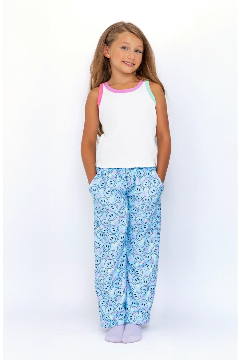 Plush Blue Smiley loungewear pant, Alternate, color, Blue Smiley Print
