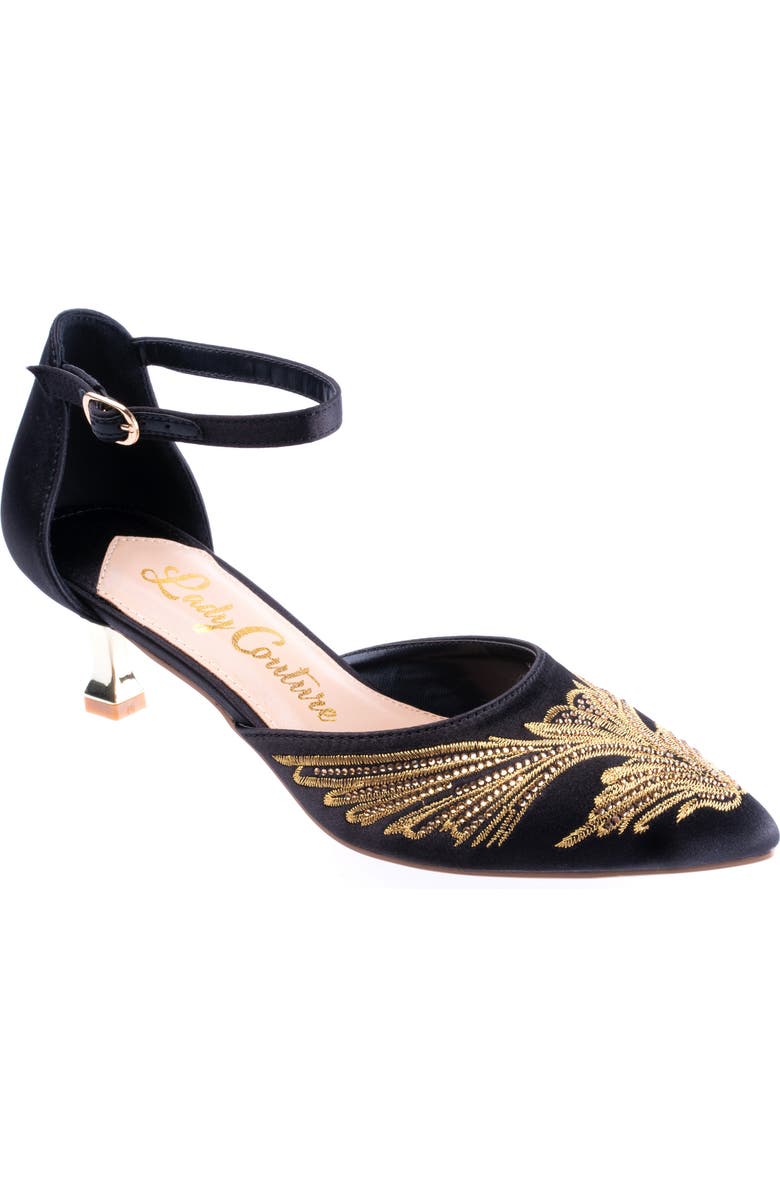 LADY COUTURE Kate Kitten Heel Pump, Main, color, Black/ Gold
