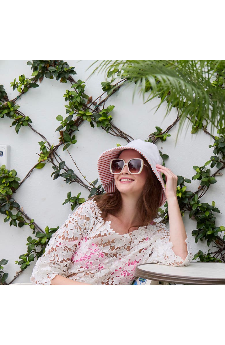 Lele Sadoughi Reversible Terry Long Brim Bucket Hat, Alternate, color, Creamsicle