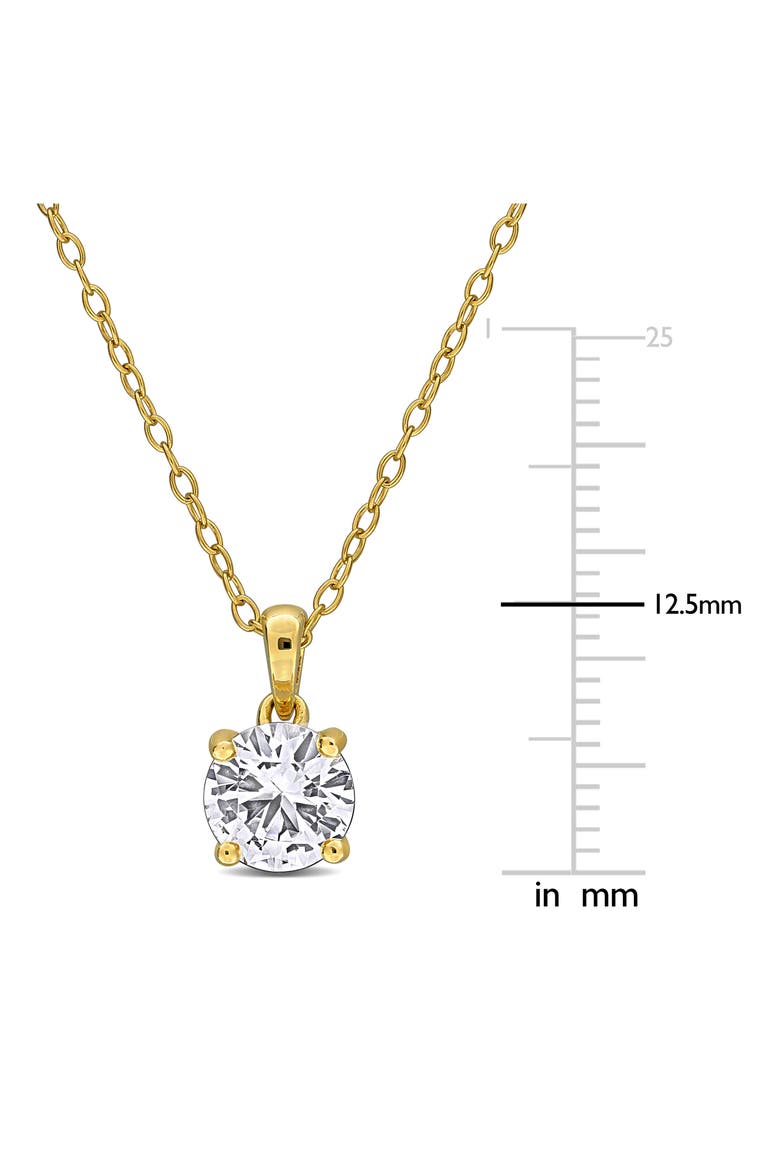Lab Created White Sapphire Solitaire Pendant Necklace, Alternate, color, METALLIC SILVER