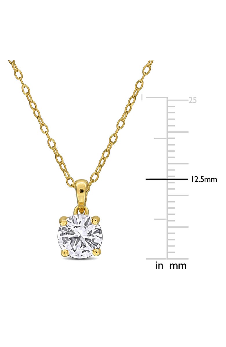 DELMAR Lab Created White Sapphire Solitaire Pendant Necklace, Alternate, color, Metallic Silver