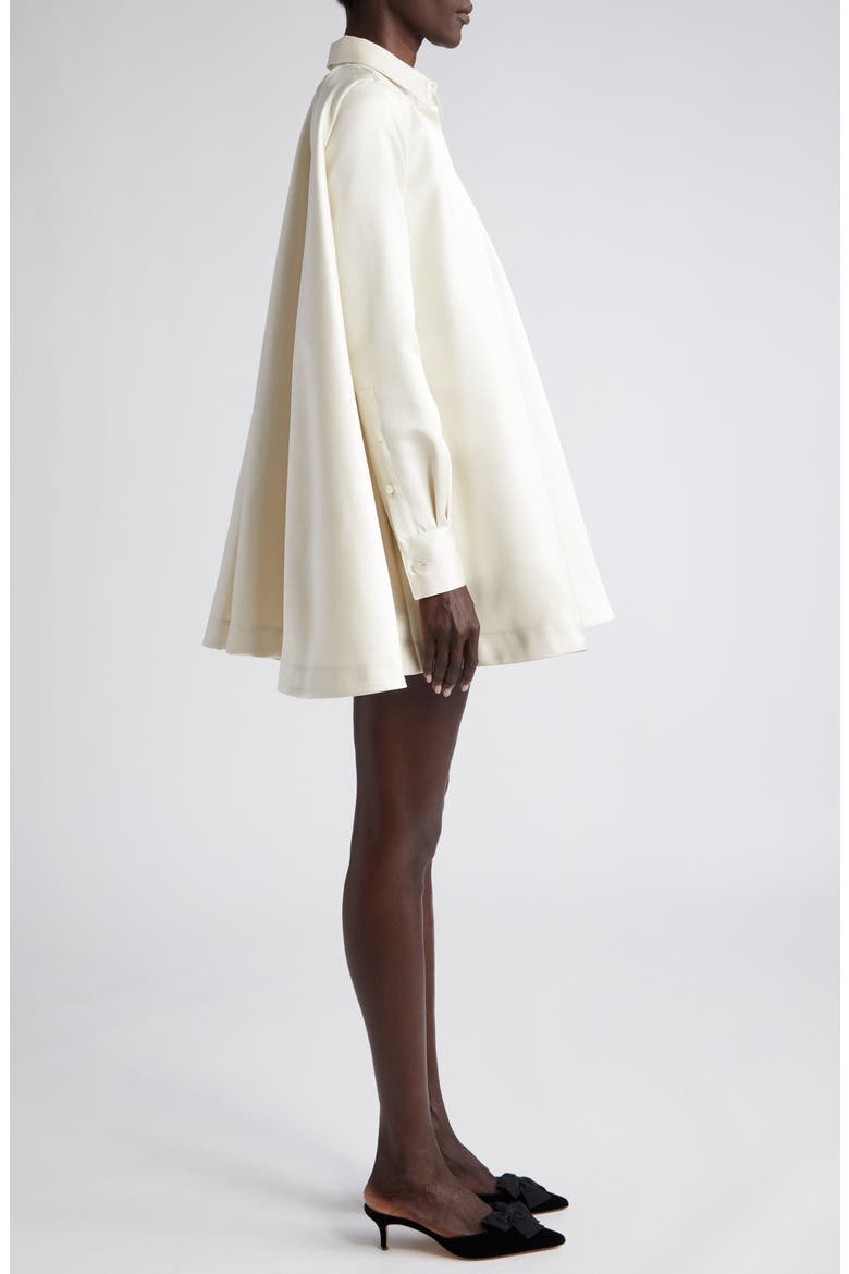 Phyllis Long Sleeve Satin Shirtdress, Alternate, color, IVORY