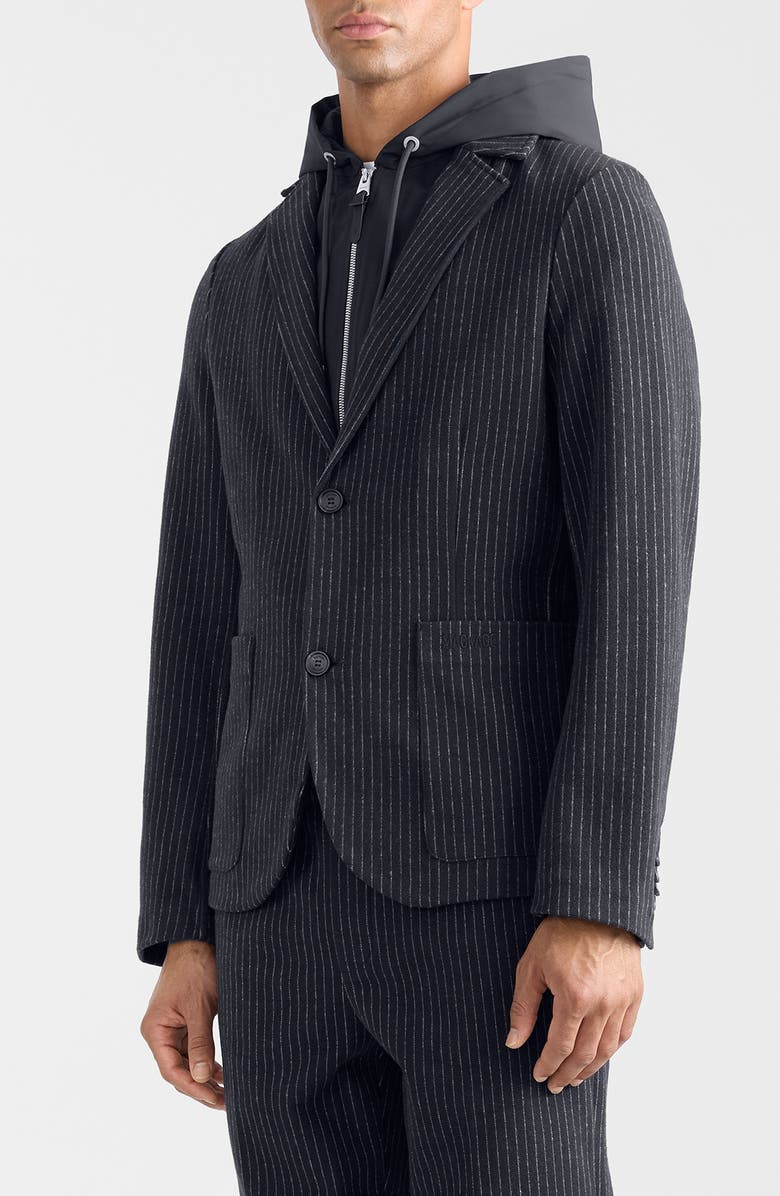 Mackage Wells Pinstripe Jacket with Removable Hooded Bib, Alternate, color, Navy-Cream