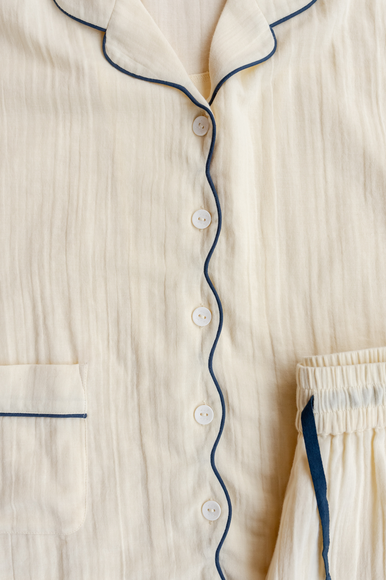 Cotton Gauze Short Pajamas, Alternate, color, Buttermilk