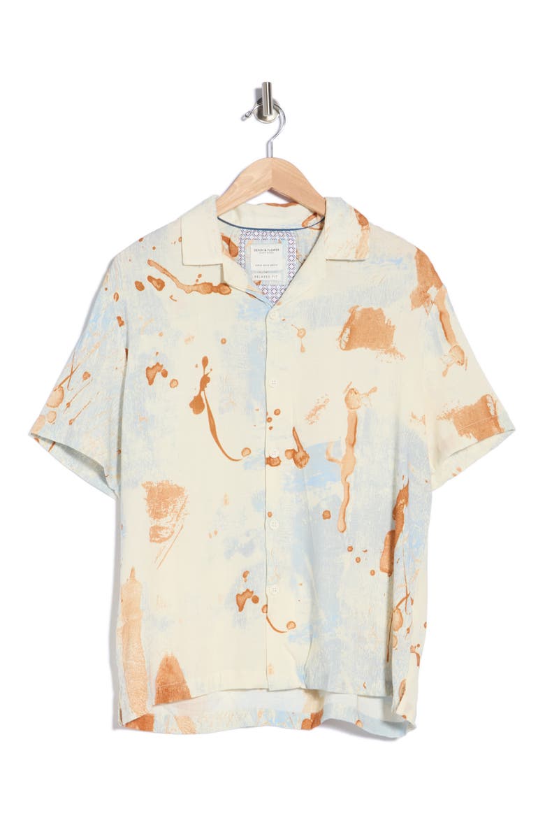 Splatter Button-Up Shirt, Alternate, color, CREAM