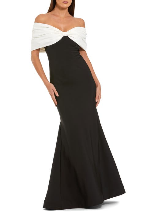 Off The Shoulder Mermaid Gown with Draped Bow Detail