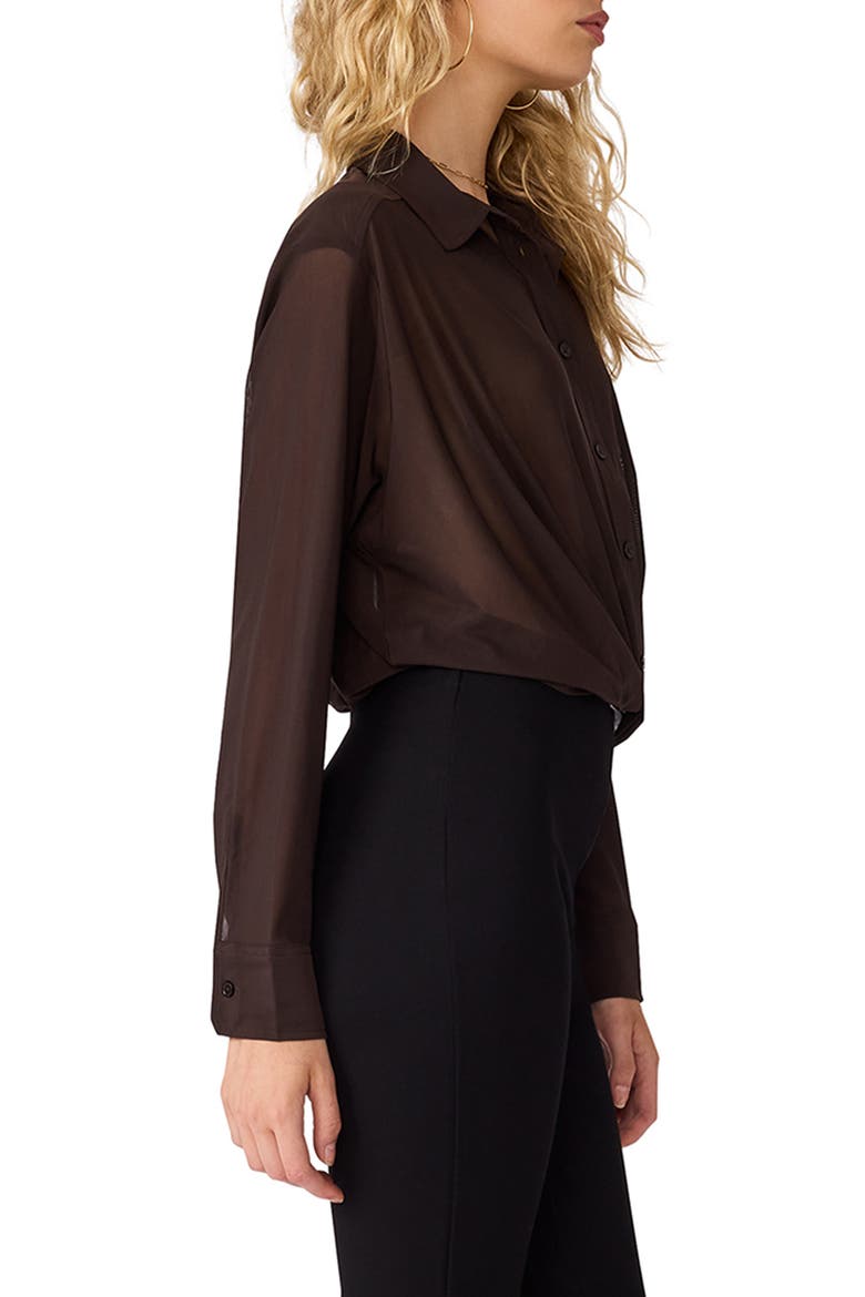 Sage Twist Front Crop Shirt, Alternate, color, DARK ESPRESSO