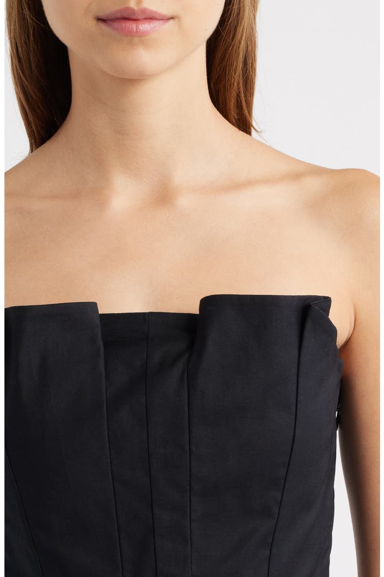 Ashlyn Pleated Peplum Strapless Top, Alternate, color, BLACK