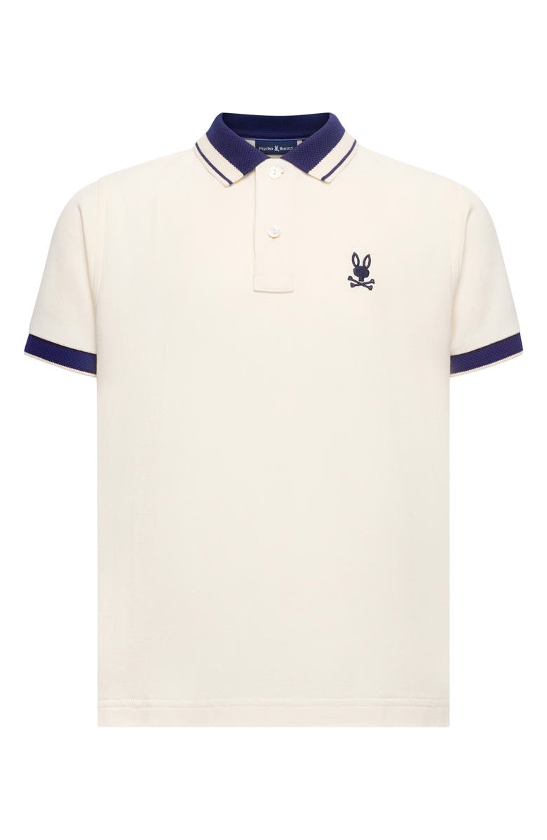 Psycho Bunny Kids' Textured Collar Pima Cotton Piqué Polo, Main, color, Pristine