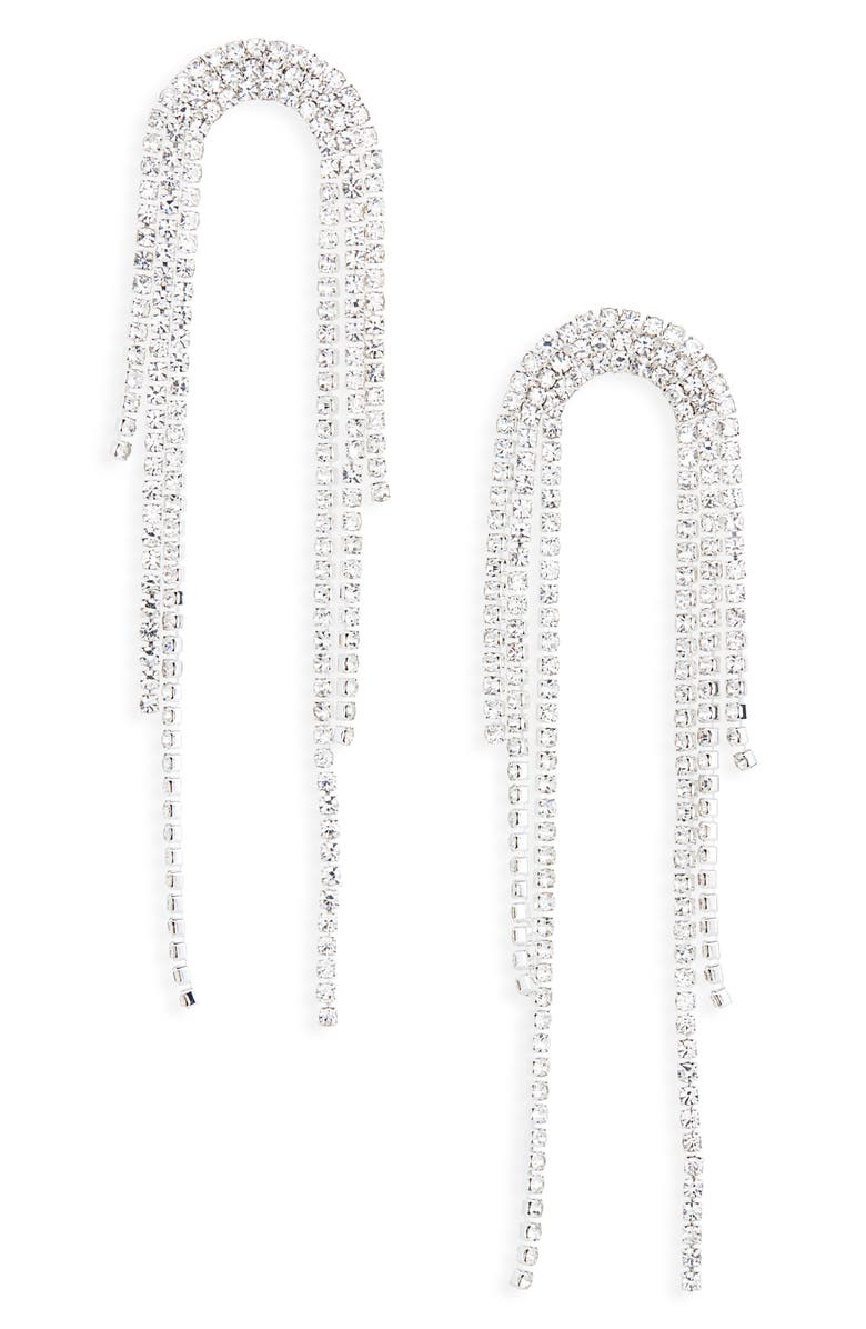 Tasha Crystal Fringe Drop Earrings, Main, color, Silver Crystal