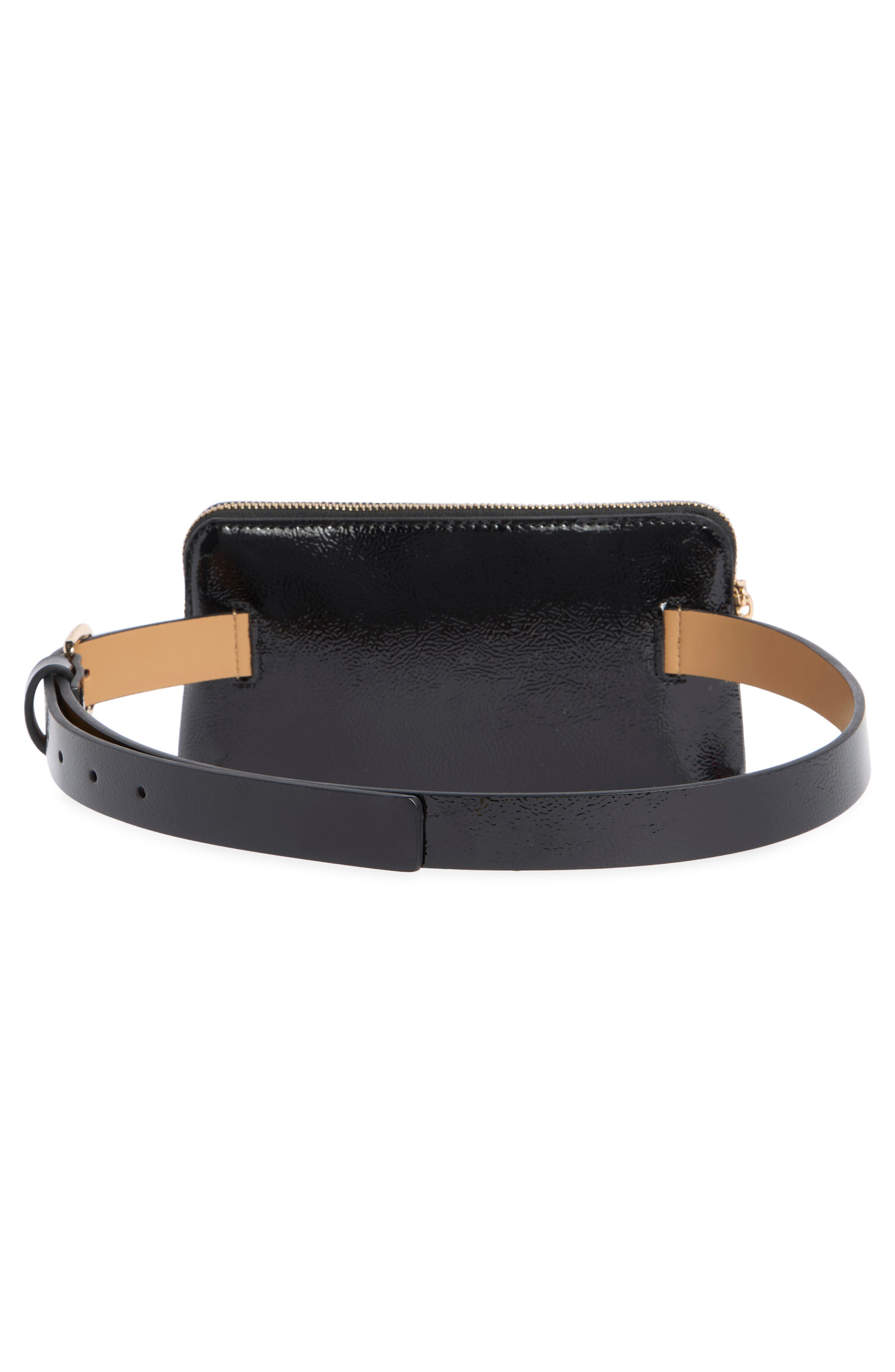 Kate Spade New York crinkle belt bag, Alternate, color, Black / Polished Gold