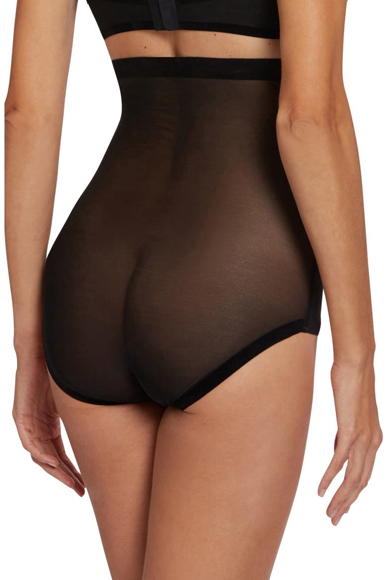 Tulle Control High Waist Shaper Briefs, Alternate, color, BLACK