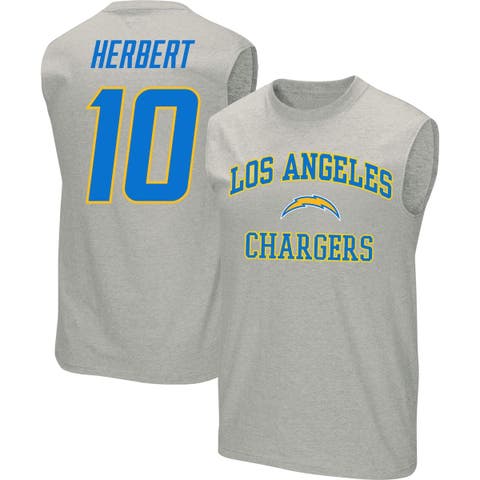 Men's Justin Herbert Heathered Gray Los Angeles Chargers Big & Tall Player Name & Number Muscle Tank Top