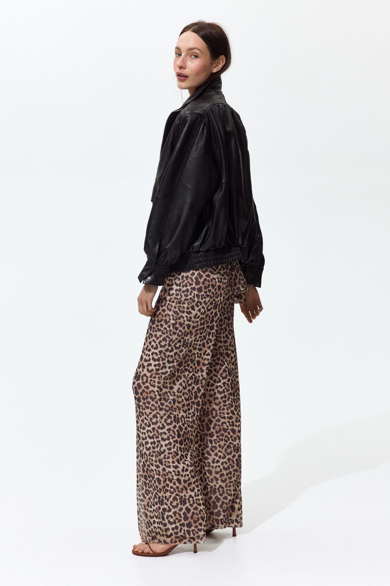Mesh Pull-on Trousers, Alternate, color, Light beige/leopard print