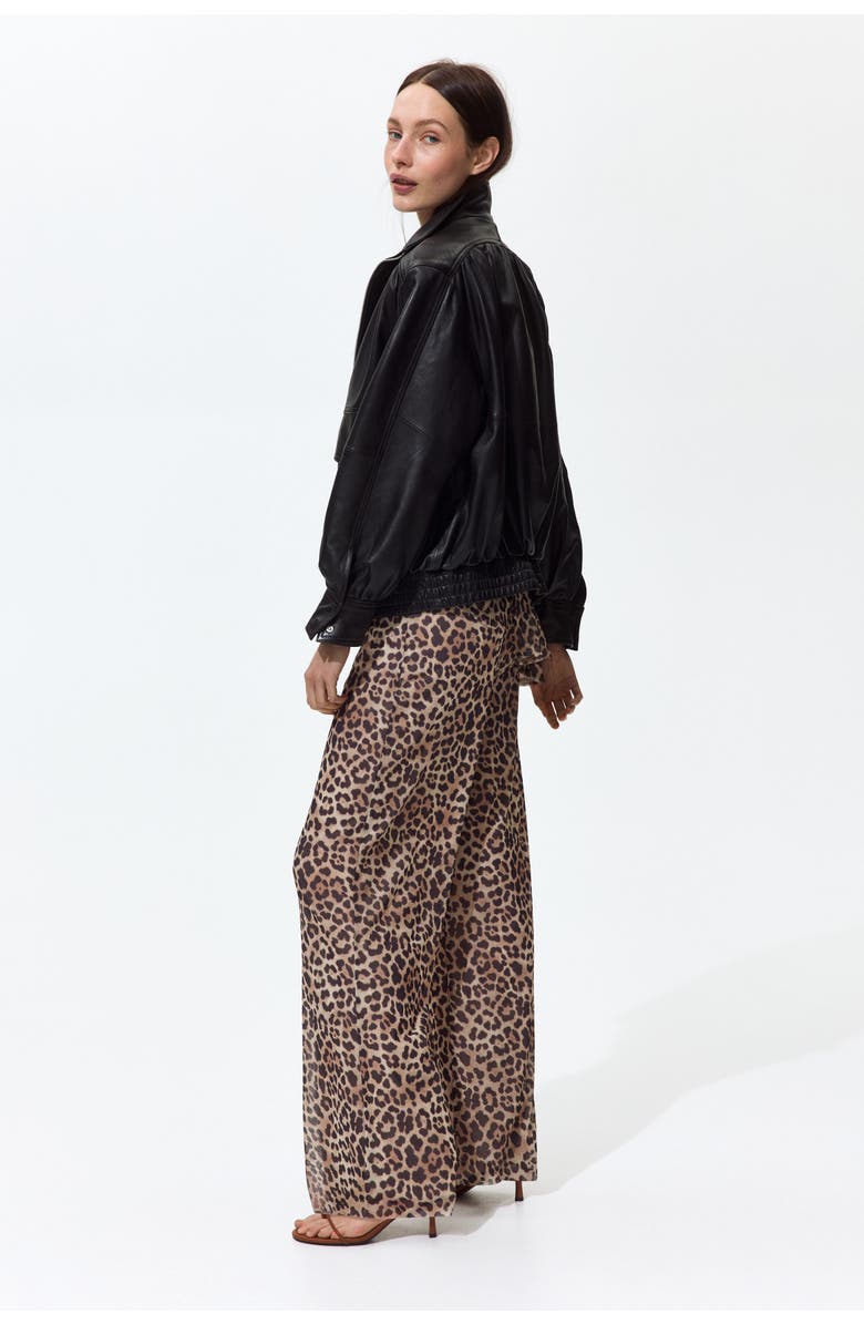 H&M Mesh Pull-on Trousers, Alternate, color, Light Beige/Leopard Print