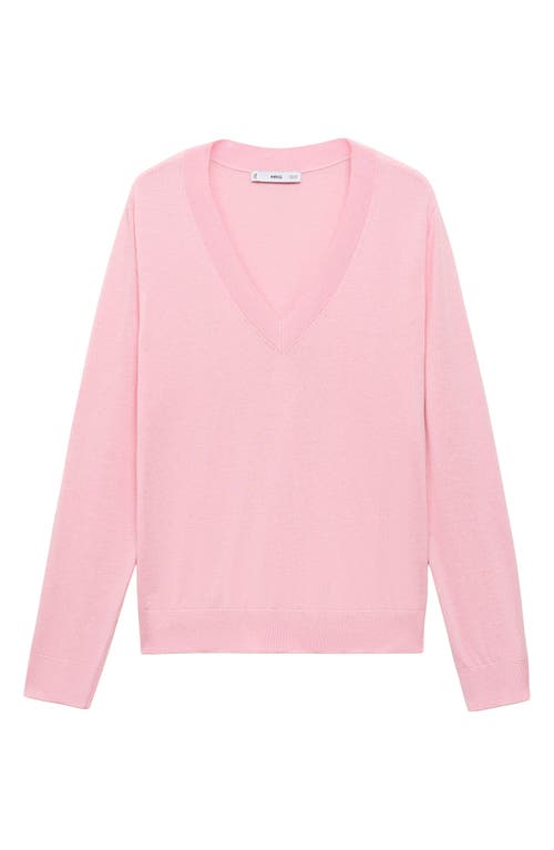 Mango V-neck Sweater In Pink