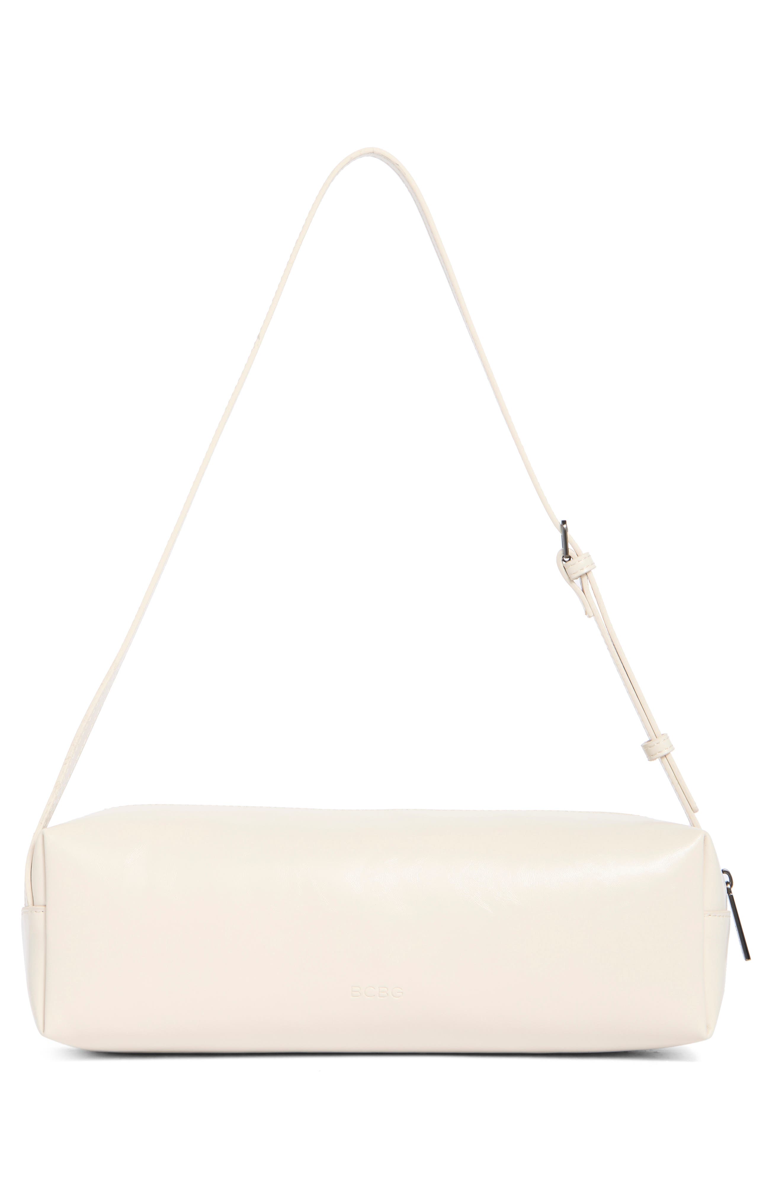 BCBG Barrel Water Repellent Shoulder Bag, Alternate, color, Almond