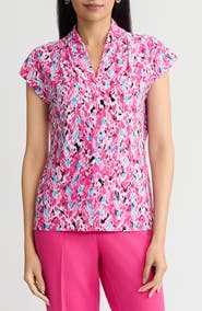 KASPER Printed Dolman Sleeve Top