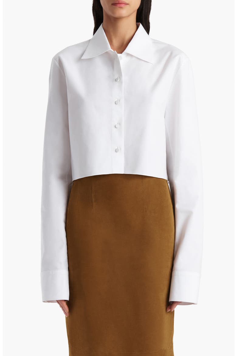 Jasen Crop Button-Up Shirt, Main, color, CHALK