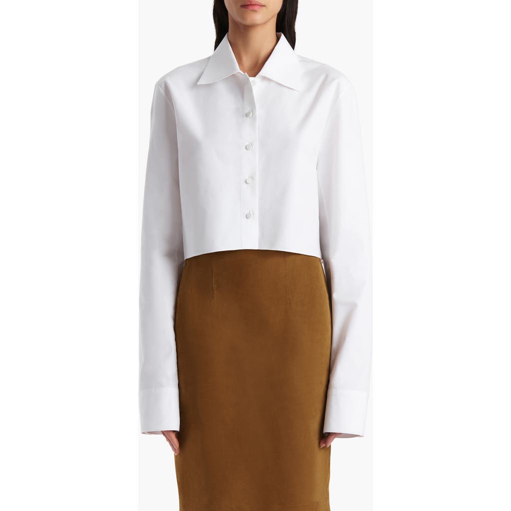 Khaite Jasen Crop Button-up Shirt In Gray