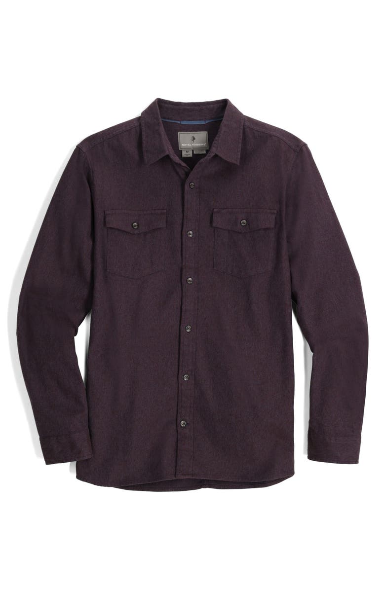 ROYAL ROBBINS Bristol Organic Cotton Twill Shirt, Main, color, Black Currant