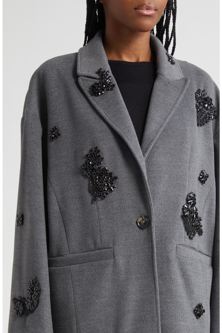 Crystal Ivy Gravis Embellished Coat, Alternate, color, HEATHER GREY/BLACK