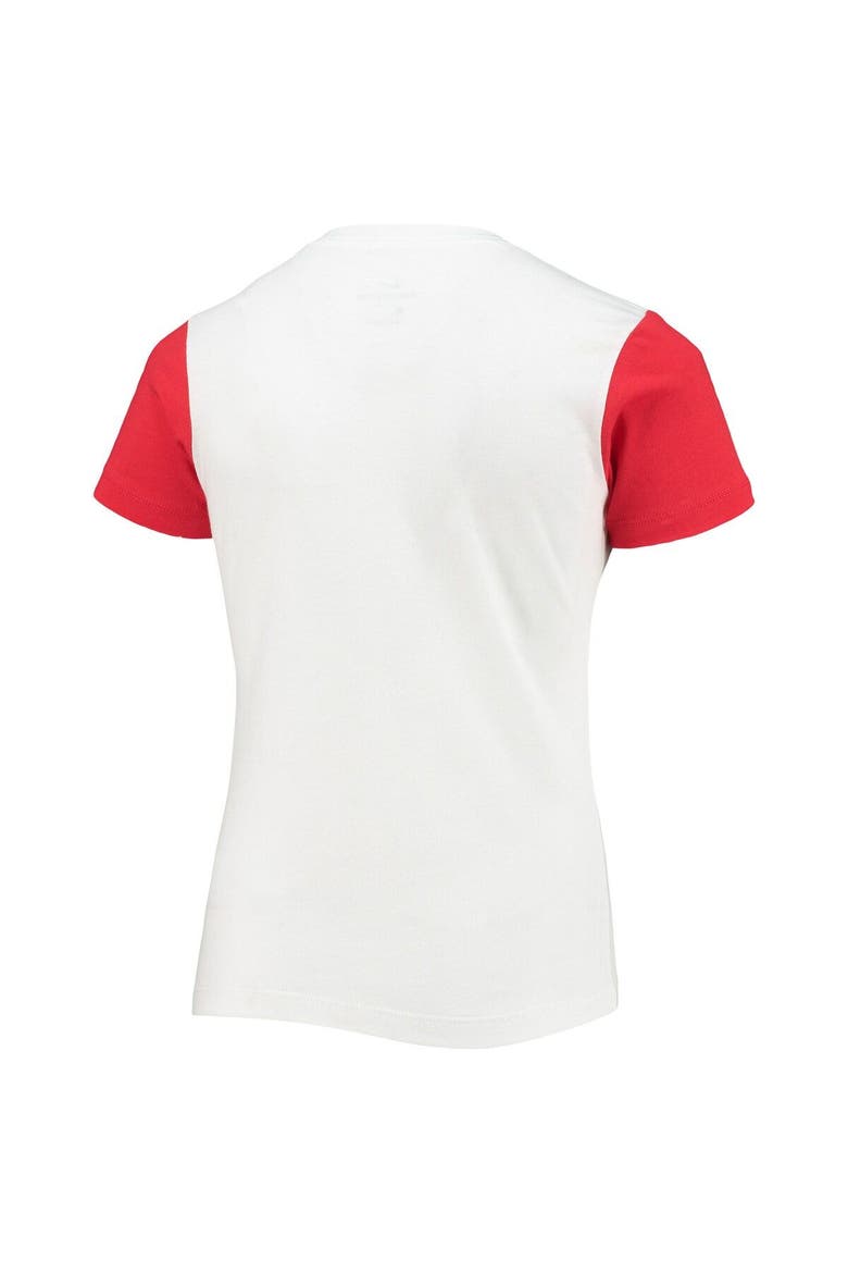Girls Youth Nike White/Red Team USA Color Block V-Neck T-Shirt, Alternate, color, White