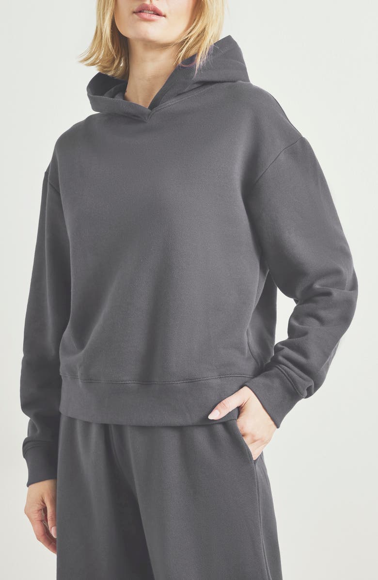 Splendid Laguna Lounge Cotton Hoodie, Main, color, Lead Black