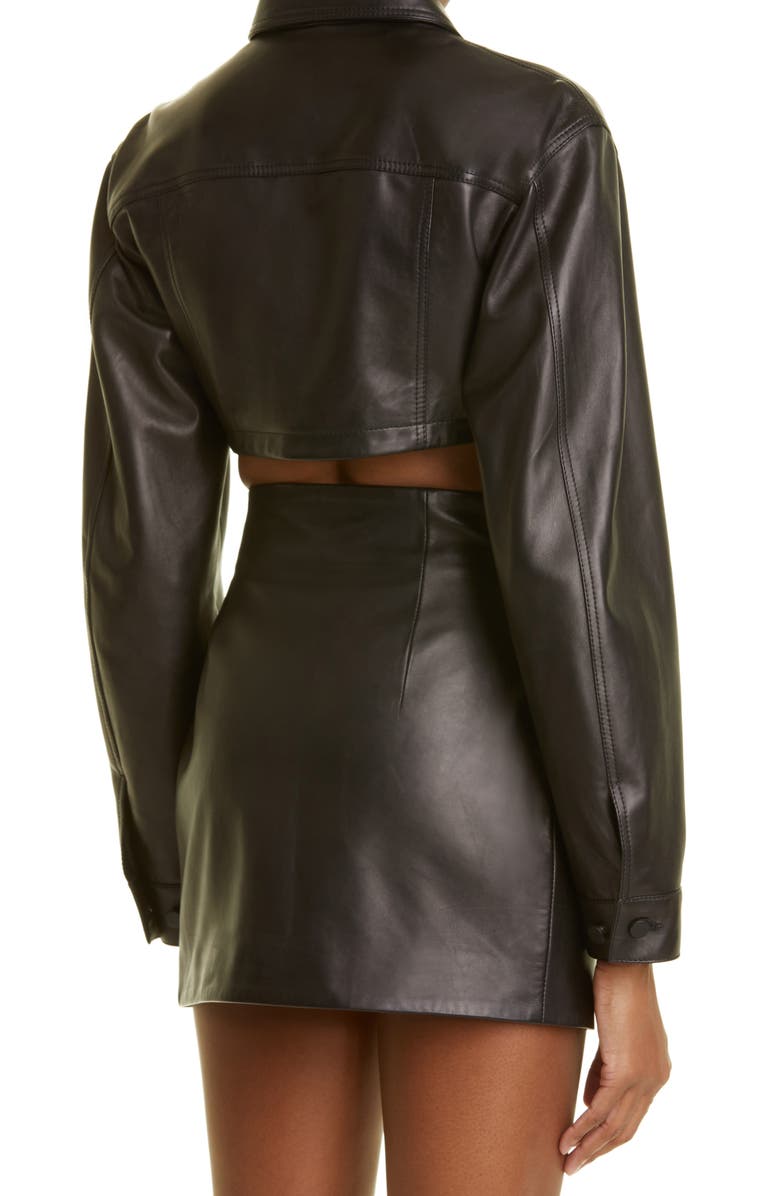 J6 Crop Lambskin Leather Jacket, Alternate, color, 