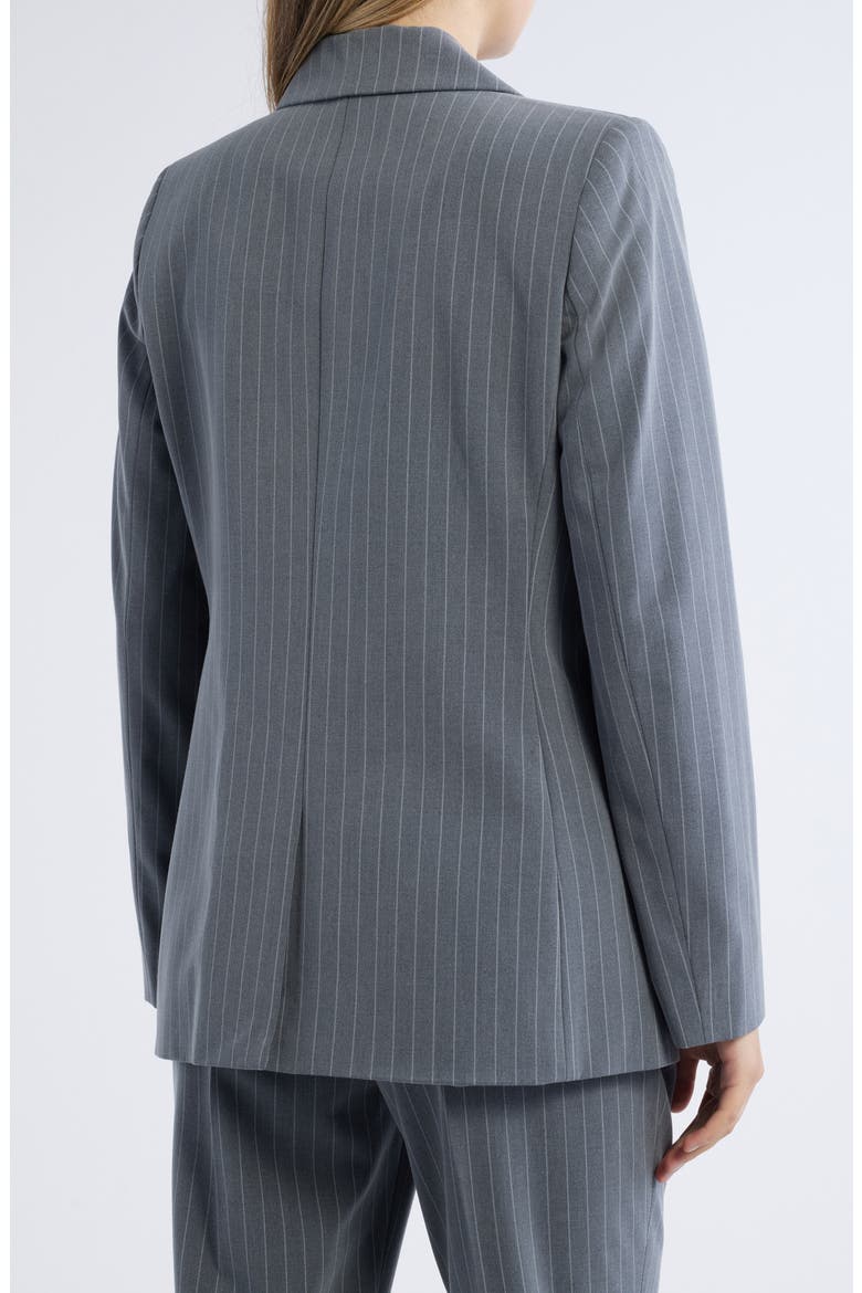Pinstripe Double Breasted Blazer, Alternate, color, GREY IVORY