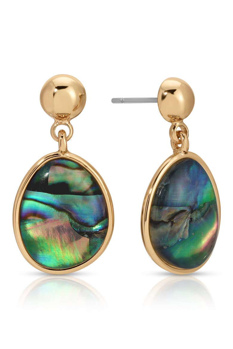 Abalone Orb Drop Earrings, Alternate, color, ABALONE