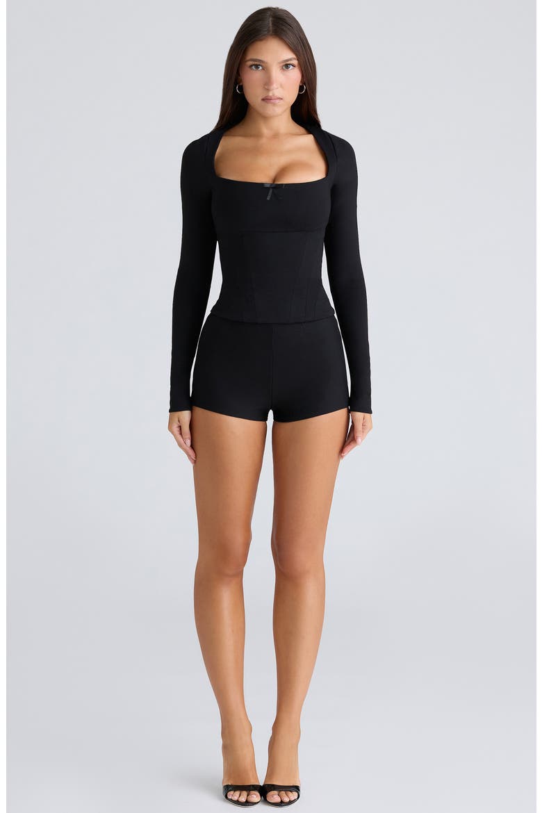 Bow Corset Top, Alternate, color, BLACK