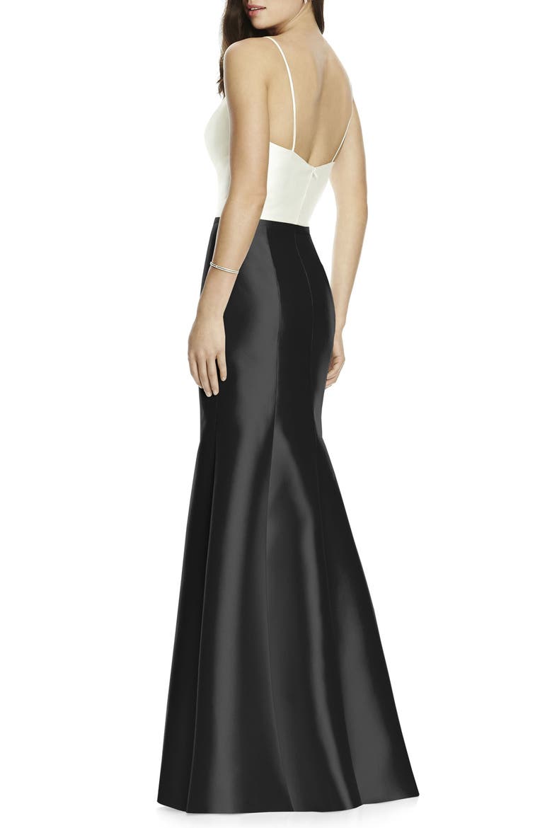 Sateen Twill Mermaid Skirt, Alternate, color, BLACK