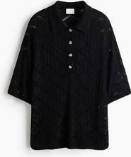 H&M Crochet-look Polo Shirt