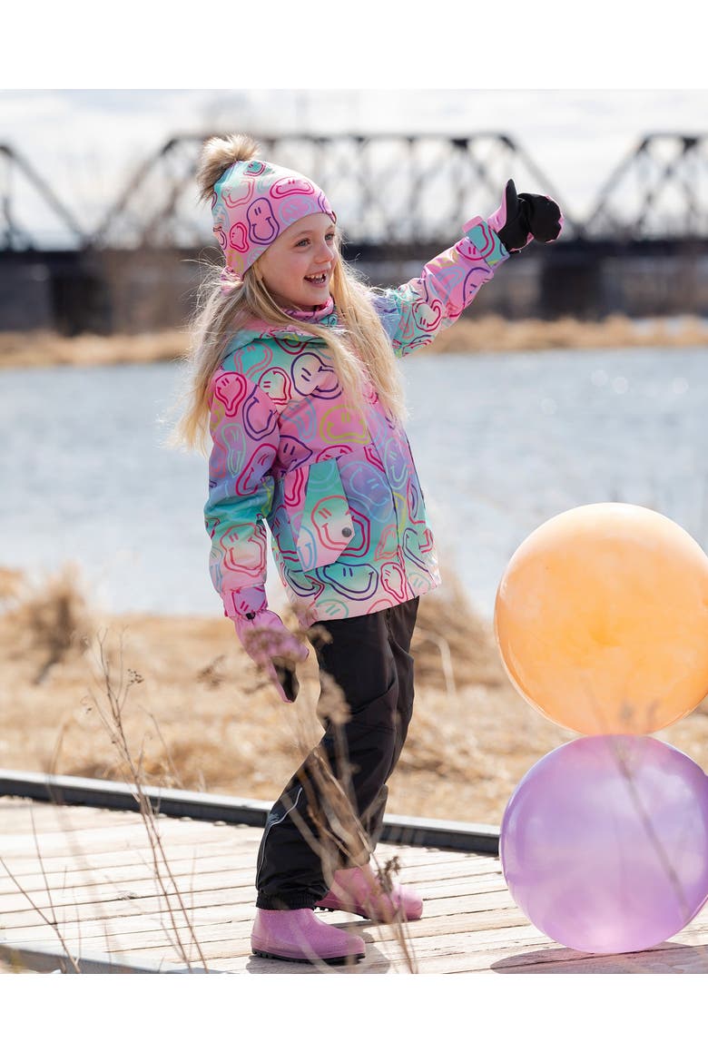 Girl Two-Piece Mid-Season Smileys Outerwear Set, Alternate, color, Multicolored Printed Smileys