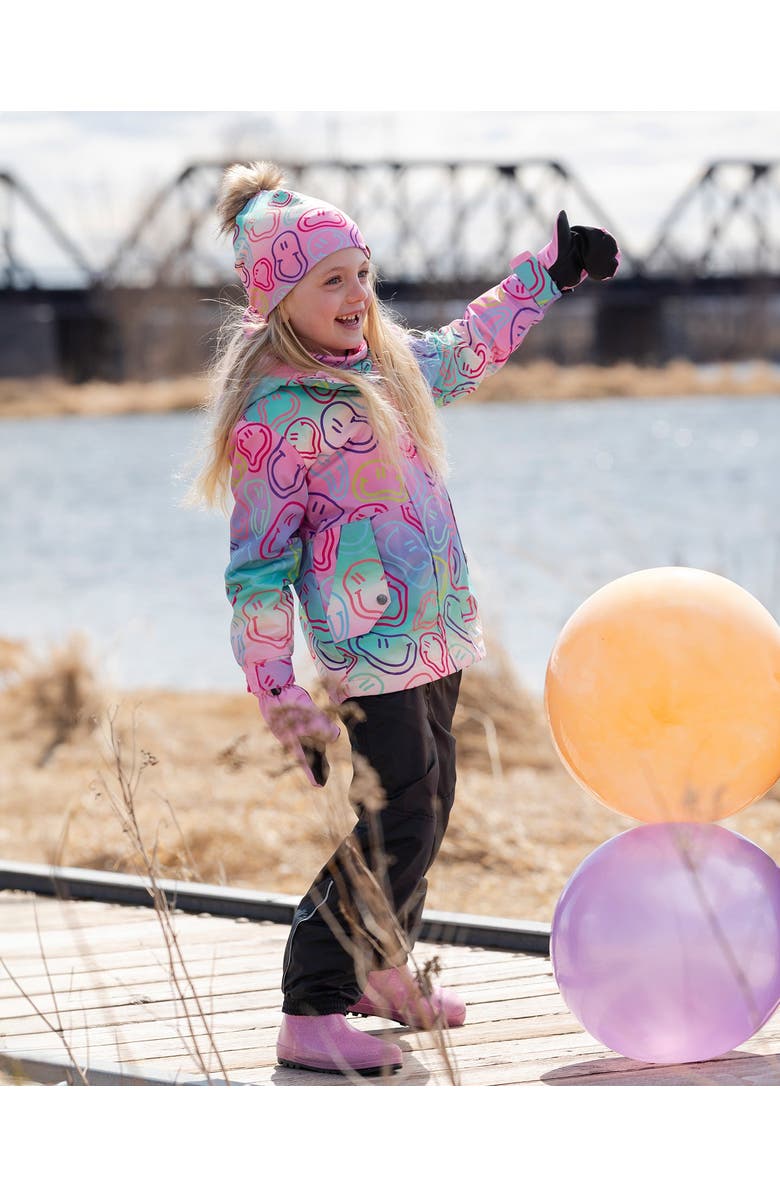 Deux par Deux Girl Two-Piece Mid-Season Smileys Outerwear Set, Alternate, color, Multicolored Printed Smileys