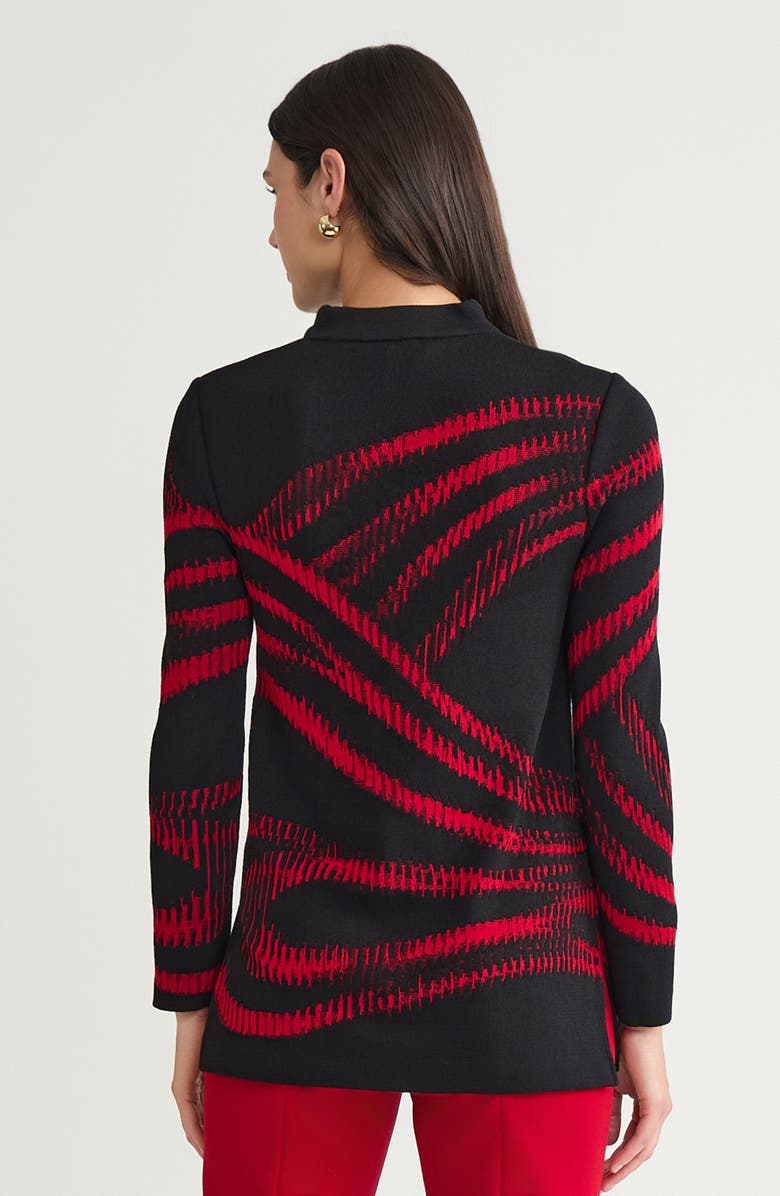 Ming Wang Two-Tone Jacquard Soft Knit Tunic, Alternate, color, Holiday/Black