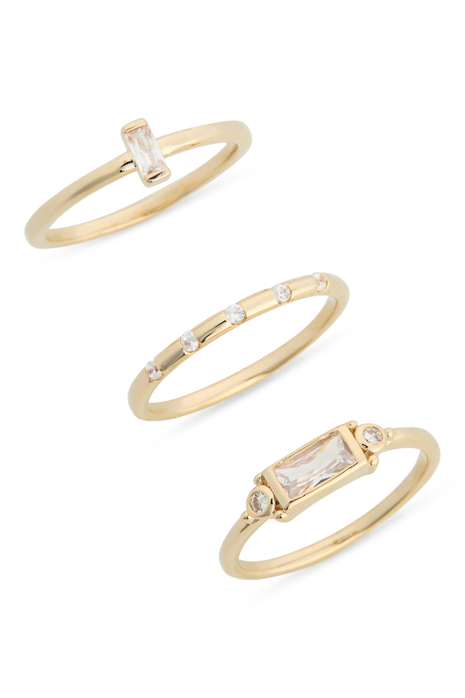 NORDSTROM RACK Set of 3 Cubic Zirconia Stackable Rings (Women ...