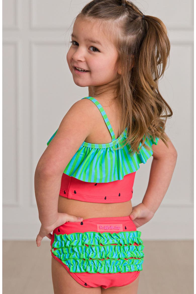 Kids' Watermelon Ruffle One-Shoulder Two-Piece Swimsuit, Alternate, color, RED