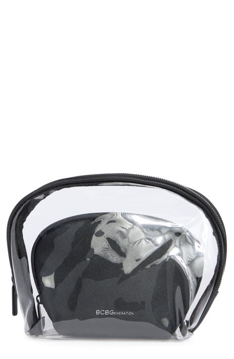 2-Piece Clear Faux Leather Cosmetic Pouch Set