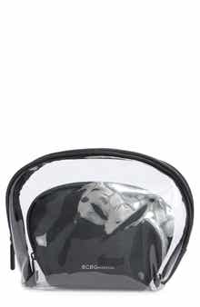 2-Piece Clear Faux Leather Cosmetic Pouch Set