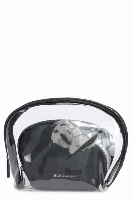 2-Piece Clear Faux Leather Cosmetic Pouch Set