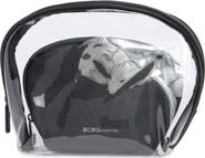 BCBG 2-Piece Clear Faux Leather Cosmetic Pouch Set