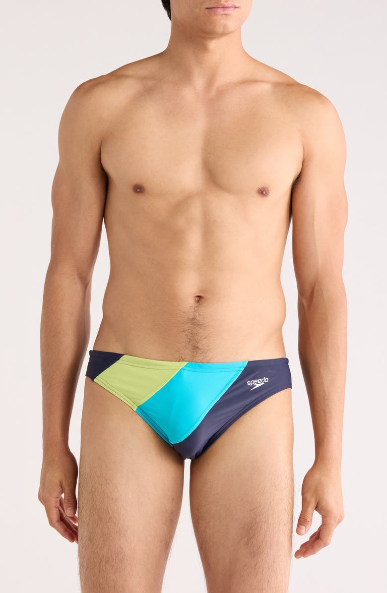 Speedo<sup>®</sup> Colorblock Performance Swim Briefs, Main, color, Navy