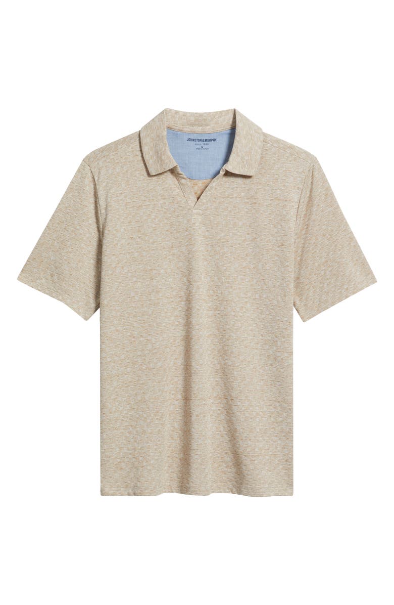 Johnston & Murphy Basketweave Johnny Collar Polo, Alternate, color, Tan