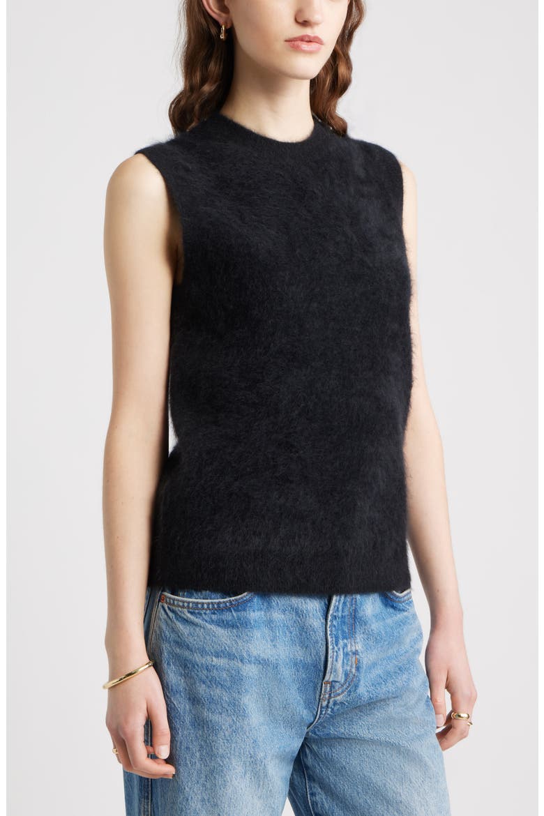 Brushed Cashmere Sweater Vest, Alternate, color, BLACK ROCK